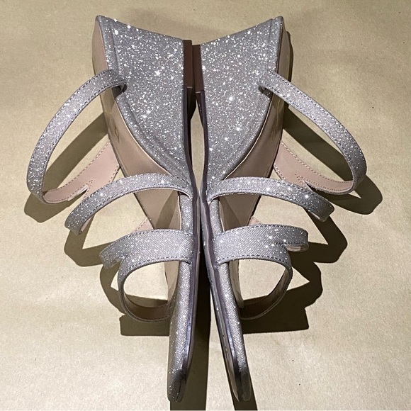 NEW Unisa Kerilyn Silver Glitter Low Block Heel Sandals - Picture 4 of 7